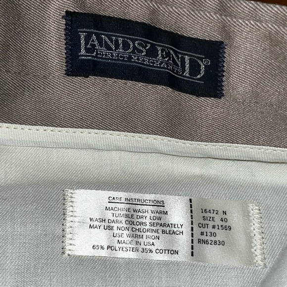 Lands end men’s khaki pants pleated size 40 beige business casual work wear - Picture 5 of 6